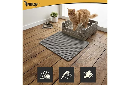 Podkład pod kocią toaletę zatrzymujący zanieczyszczenia 60 x 45 cm – szary