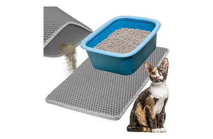 Podkład pod kocią toaletę zatrzymujący zanieczyszczenia 60 x 45 cm – szary