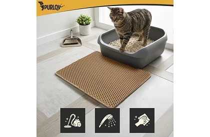 Podkład pod kocią toaletę zatrzymujący zanieczyszczenia 60 x 45 cm – beżowy