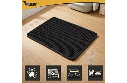 Podkład pod kocią toaletę zatrzymujący zanieczyszczenia 60 x 45 cm – czarny