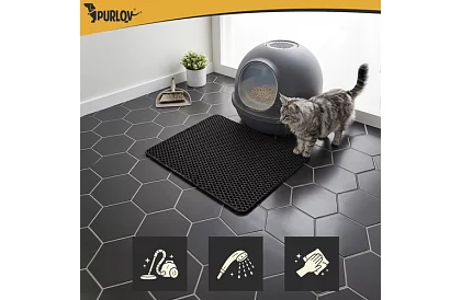 Podkład pod kocią toaletę zatrzymujący zanieczyszczenia 60 x 45 cm – czarny