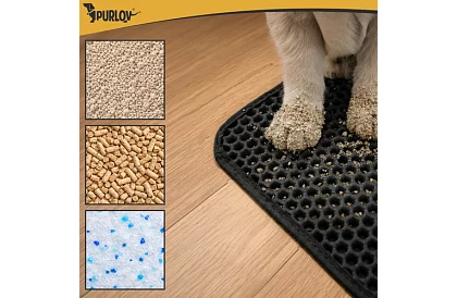 Podkład pod kocią toaletę zatrzymujący zanieczyszczenia 60 x 45 cm – czarny