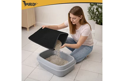 Podkład pod kocią toaletę zatrzymujący zanieczyszczenia 60 x 45 cm – czarny