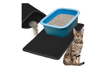 Podkład pod kocią toaletę zatrzymujący zanieczyszczenia 60 x 45 cm – czarny