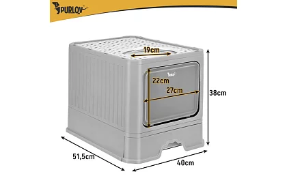 Zamknięta toaleta dla kotów 50×36×38 cm z szufladą i łopatką
