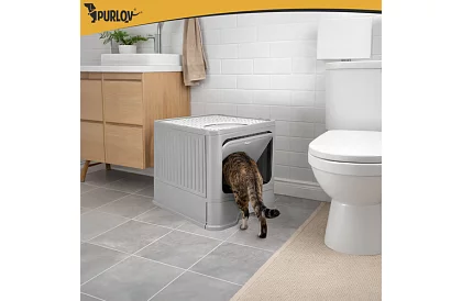 Zamknięta toaleta dla kotów 50×36×38 cm z szufladą i łopatką
