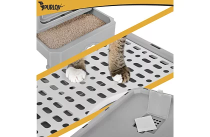 Zamknięta toaleta dla kotów 50×36×38 cm z szufladą i łopatką