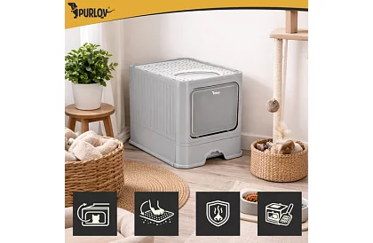 Zamknięta toaleta dla kotów 50×36×38 cm z szufladą i łopatką