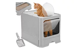 Zamknięta toaleta dla kotów 50×36×38 cm z szufladą i łopatką
