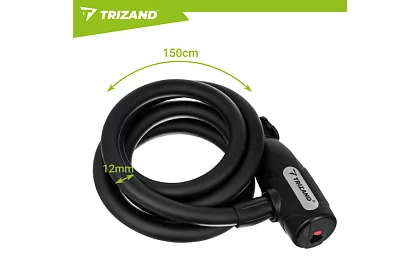 Zamek stalowy na rower 150 cm, lina o grubości 12 mm