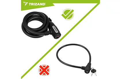 Zamek stalowy na rower 150 cm, lina o grubości 12 mm