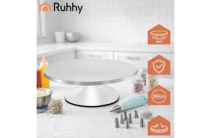 Obrotna metalowa podstawka - talerz na ciasta 30 cm