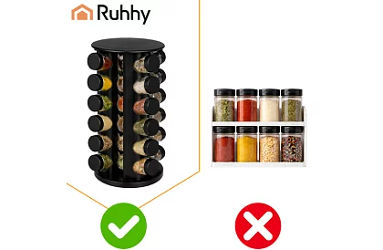 Obrotna podstawka na przyprawy + Zestaw 20 pojemników na przyprawy