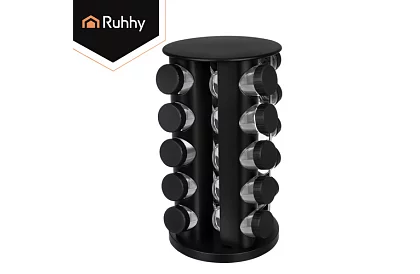 Obrotna podstawka na przyprawy + Zestaw 20 pojemników na przyprawy