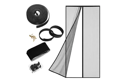 Siatka magnetyczna do drzwi 100 x 210 cm - czarna moskitiera na drzwi