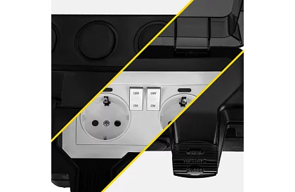 Wodoodporna zewnętrzna podwójna gniazdko z klapką - IP66, 230V, 16A