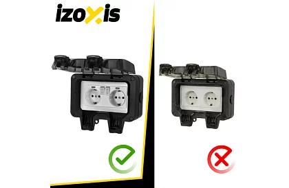 Wodoodporna zewnętrzna podwójna gniazdko z klapką - IP66, 230V, 16A