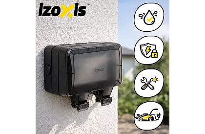 Wodoodporna zewnętrzna podwójna gniazdko z klapką - IP66, 230V, 16A