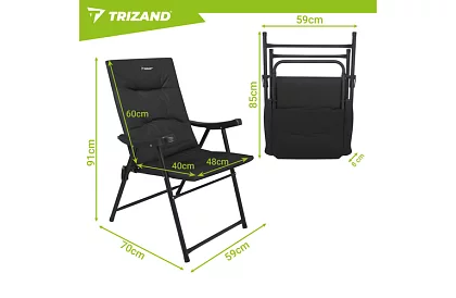 Składane krzesło kempingowe z podłokietnikami -  2 sztuki