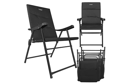 Składane krzesło kempingowe z podłokietnikami -  2 sztuki