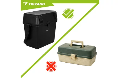 Skrzynka wędkarska 2 w 1 – 38 × 34 × 21 cm organizer i krzesło