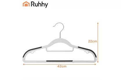 Antypoślizgowe szare wieszaki na odzież 20 szt.