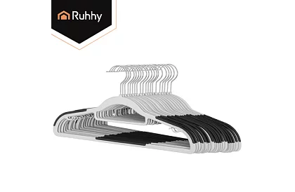Antypoślizgowe szare wieszaki na odzież 20 szt.