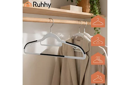 Antypoślizgowe szare wieszaki na odzież 20 szt.