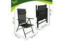Skladane czarne krzesła ogrodowe z podłokietnikami i oparciem – 2 sztuki