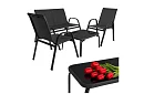 Meble ogrodowe sofa, 2 fotele, stół – czarny