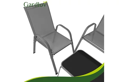 Meble ogrodowe sofa, 2 fotele, stół – szary