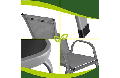 Meble ogrodowe sofa, 2 fotele, stół – szary