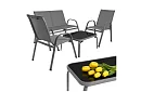Meble ogrodowe sofa, 2 fotele, stół – szary