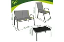 Meble ogrodowe sofa, 2 fotele, stół – szary