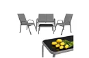 Meble ogrodowe sofa, 2 fotele, stół – szary