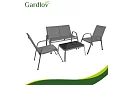 Meble ogrodowe sofa, 2 fotele, stół – szary