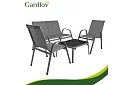 Meble ogrodowe sofa, 2 fotele, stół – szary