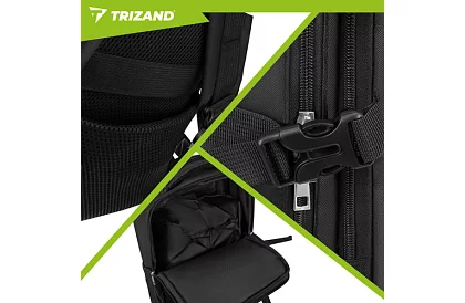 Bagaż podręczny 40 × 20 × 25 cm – czarny plecak z USB