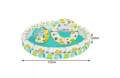 Basenik dmuchany 3w1 + kolo i piłka – B51124