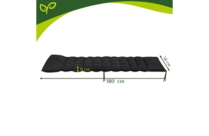 Poduszka pikowana na krzesła ogrodowe 180 × 56 × 9 cm – czarna