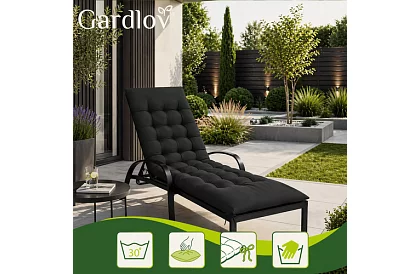 Poduszka pikowana na krzesła ogrodowe 180 × 56 × 9 cm – czarna