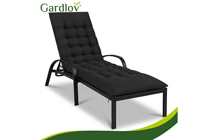 Poduszka pikowana na krzesła ogrodowe 180 × 56 × 9 cm – czarna