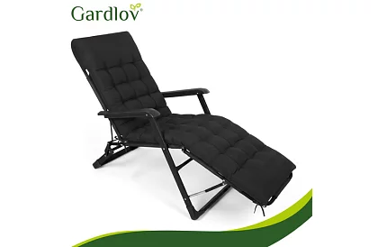 Poduszka pikowana na krzesła ogrodowe 180 × 56 × 9 cm – czarna