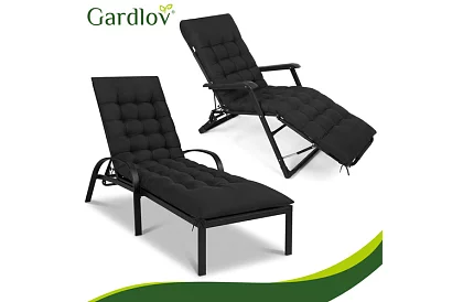 Poduszka pikowana na krzesła ogrodowe 180 × 56 × 9 cm – czarna