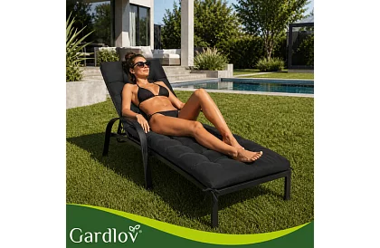 Poduszka pikowana na krzesła ogrodowe 180 × 56 × 9 cm – czarna