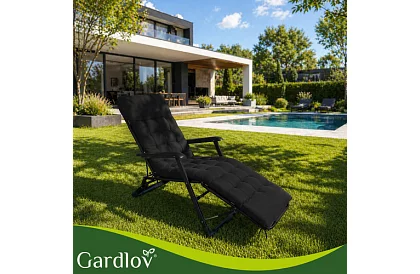 Poduszka pikowana na krzesła ogrodowe 180 × 56 × 9 cm – czarna