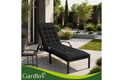 Poduszka pikowana na krzesła ogrodowe 180 × 56 × 9 cm – czarna