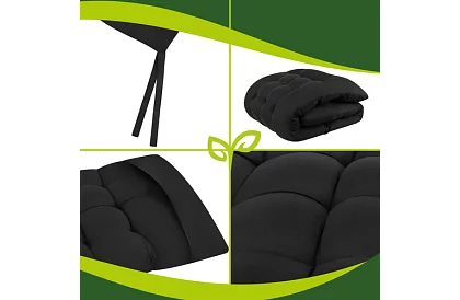 Poduszka pikowana na krzesła ogrodowe 180 × 56 × 9 cm – czarna