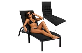 Poduszka pikowana na krzesła ogrodowe 180 × 56 × 9 cm – czarna