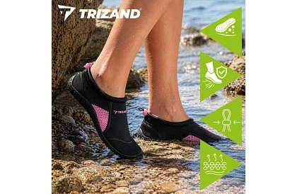 Buty do wody – antypoślizgowe 5 mm, szybkoschnące – czarno-różowe, rozmiar 37
